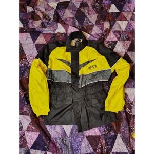 Vintage Y2K Fieldsheer Motorcycle Rain Jacket Men's Large Black Yellow Nylon‎